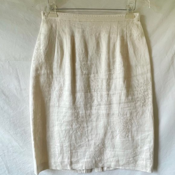 Vintage Cream Brocade Rayon Summer Suit Size 12P - Picture 2 of 14